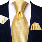 Men's gold necktie in textured fabric for formal occasions
