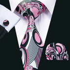 Men's ties in pink geometric design, perfect for formal events