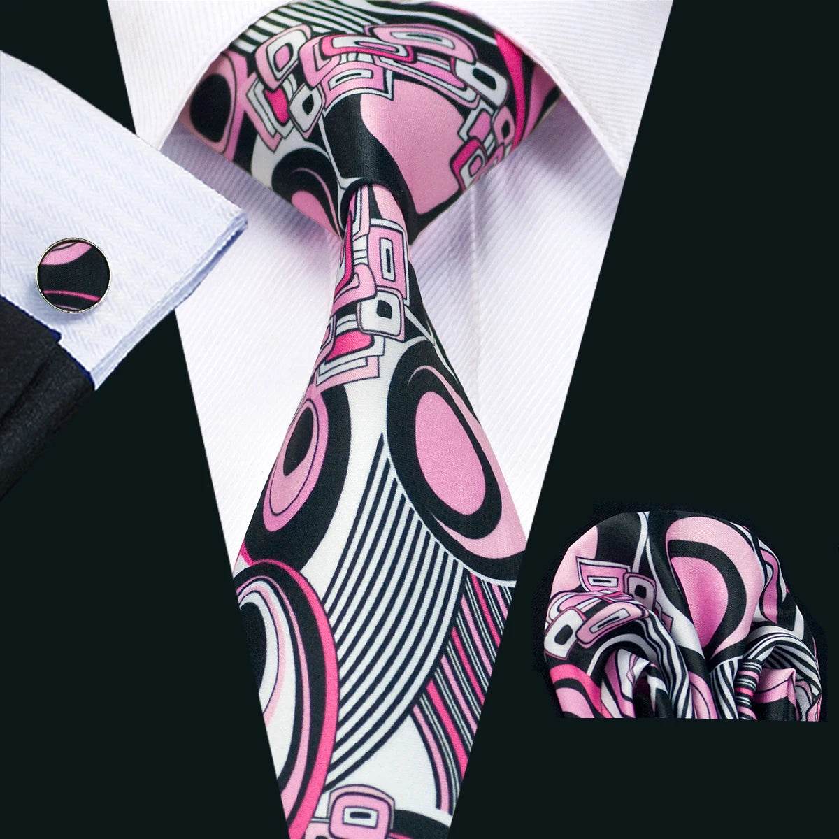 Men's ties in pink geometric design, perfect for formal events