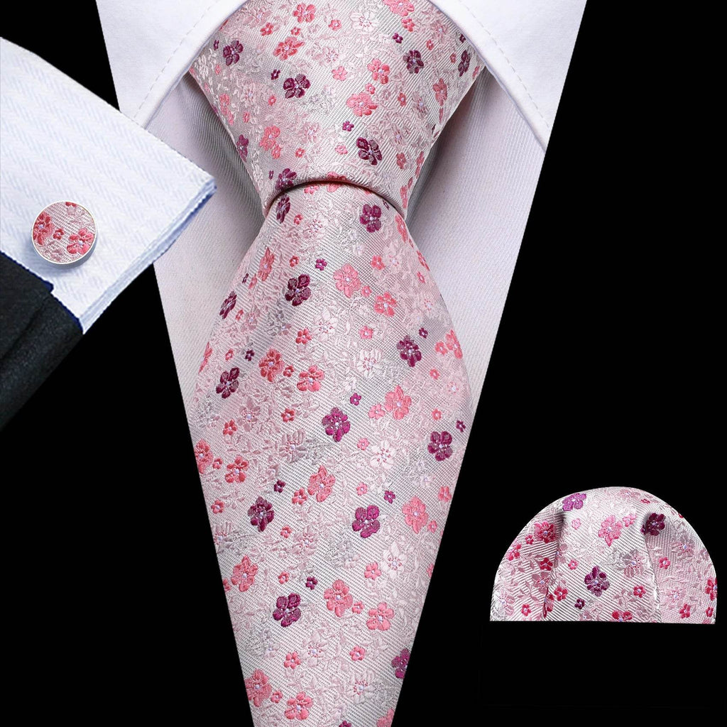 Men's ties, pink floral silk design, perfect for formal occasions