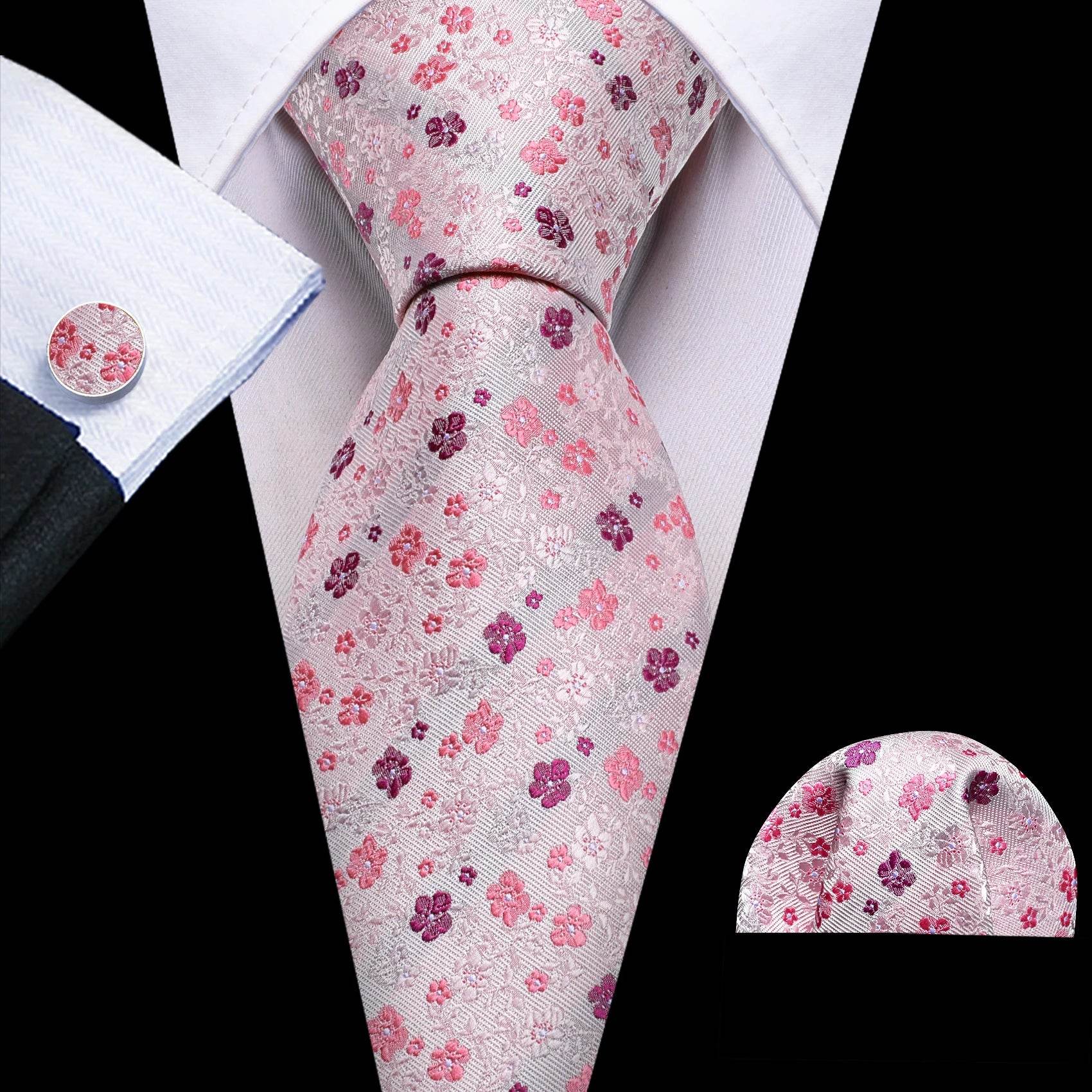 Men's ties, pink floral silk design, perfect for formal occasions