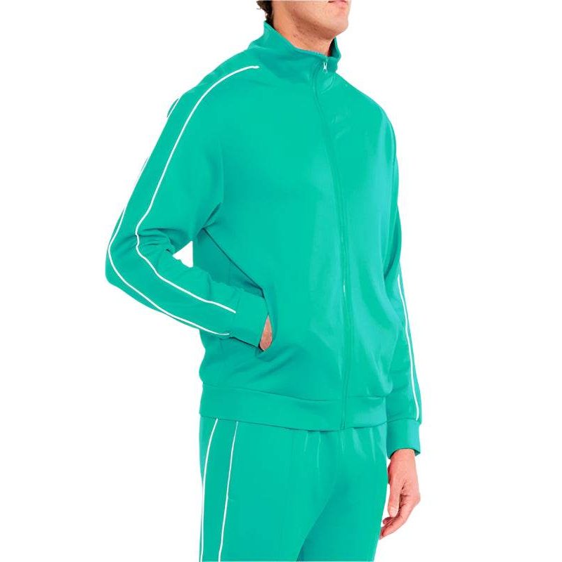 Mens track jacket in vibrant teal, perfect for workouts and casual wear