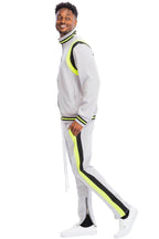 Men's 2PC Track Set by VacationGrabs in Gray with Neon Stripes for Stylish Comfort