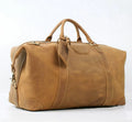 Tan leather travel bag for mens, perfect for weekend getaways