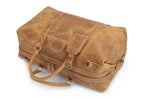Brown leather travel bag for mens, ideal for weekend trips