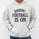 Gray ATTA TOOD men's travel hoodie with 'Shhh! Football is On' print for cozy lounging