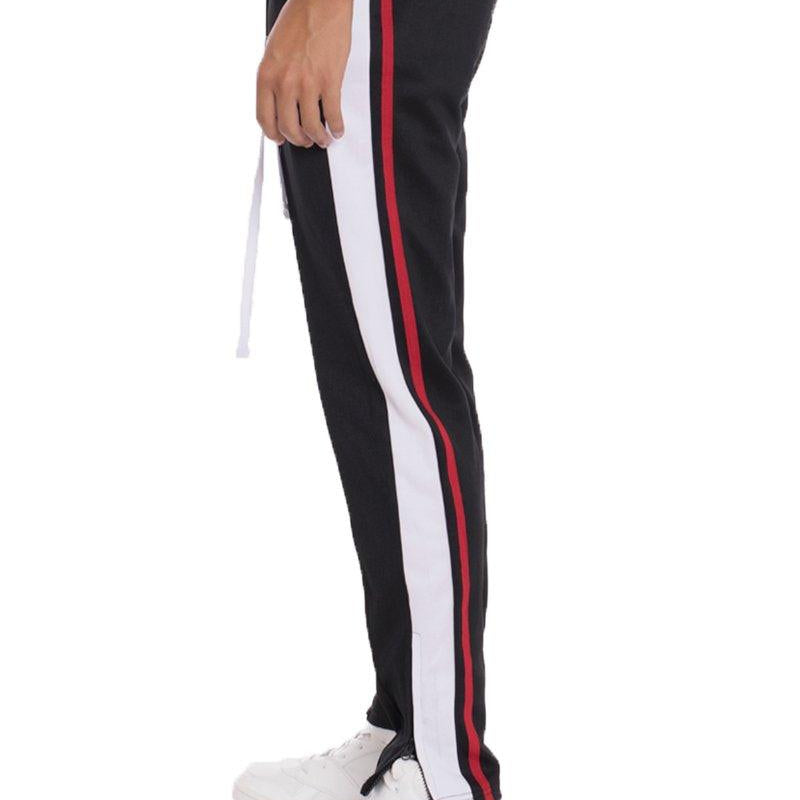 Men's Activewear Mens Tricot Striped Black Track Pants