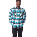 Mens Turquoise Plaid Flannel Shirt - VacationGrabs