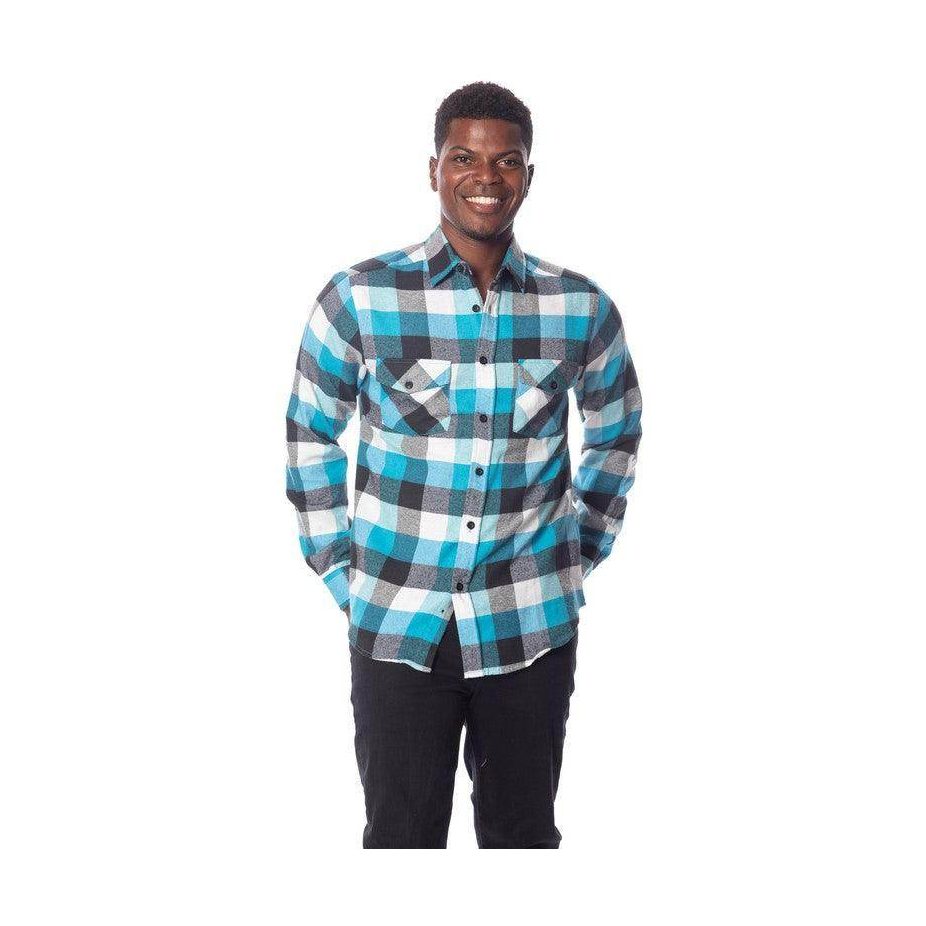 Mens Turquoise Plaid Flannel Shirt - VacationGrabs