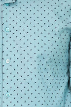 Men’s Turquoise Shirt with Minimal Black Pattern – full look view