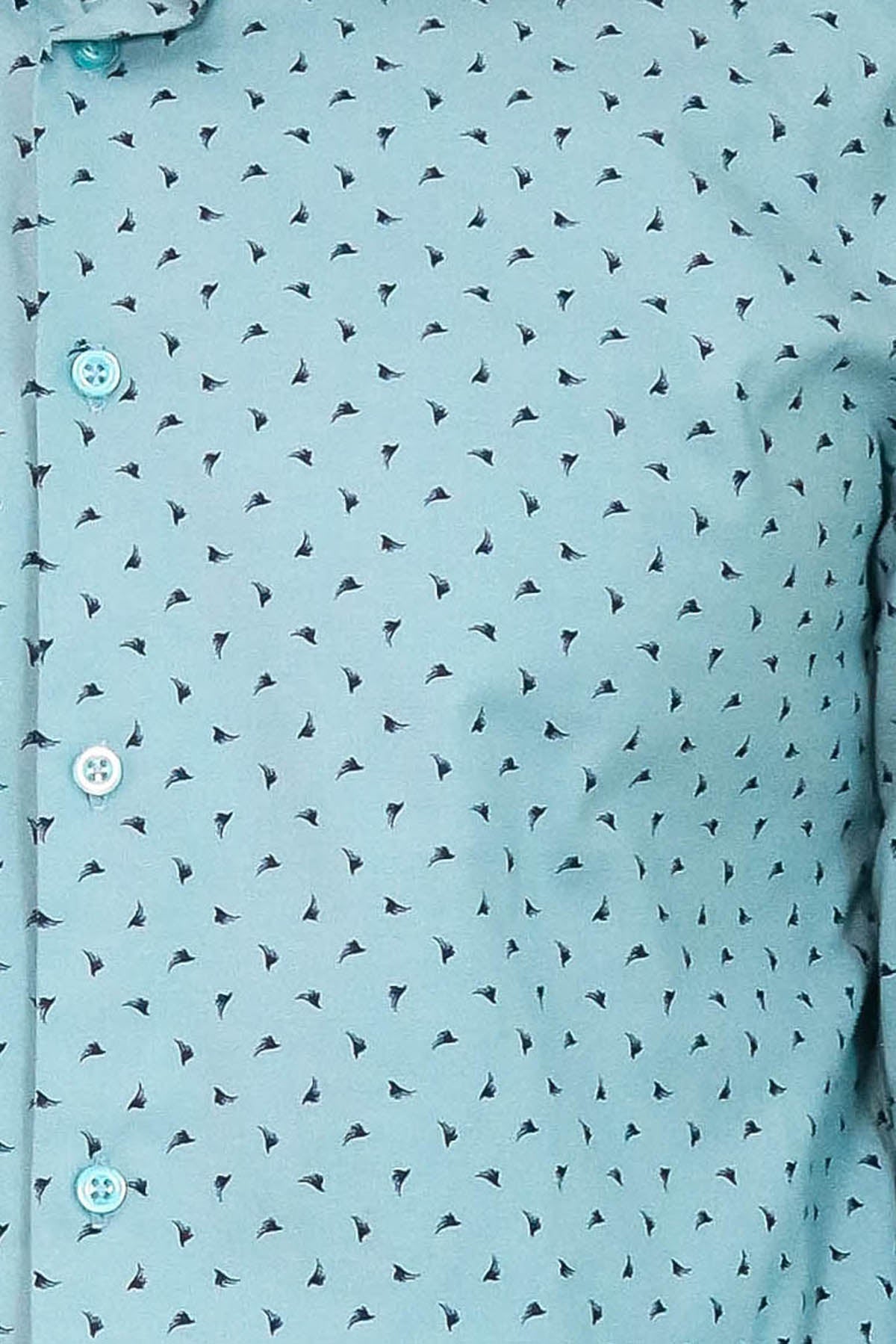 Men’s Turquoise Shirt with Minimal Black Pattern – full look view