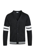 Men's Jackets Mens Two Stripe Button Front Cardigan Navy Or Black