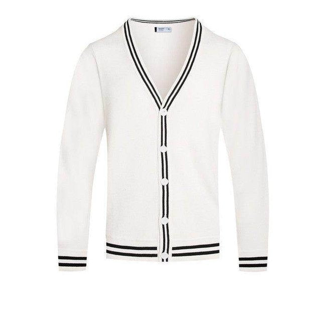 Mens Two Stripe Cardigan Sweaters - VacationGrabs