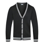 Mens Two Stripe Cardigan Sweaters - VacationGrabs