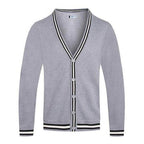 Mens Two Stripe Cardigan Sweaters - VacationGrabs
