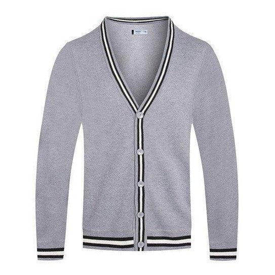 Mens Two Stripe Cardigan Sweaters - VacationGrabs