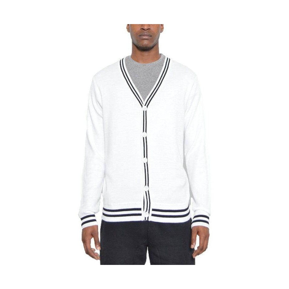 Mens Two Stripe Cardigan Sweaters - VacationGrabs