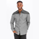 VacationGrabs men's two tone shirt in gray with contrasting shoulder panels for a stylish look