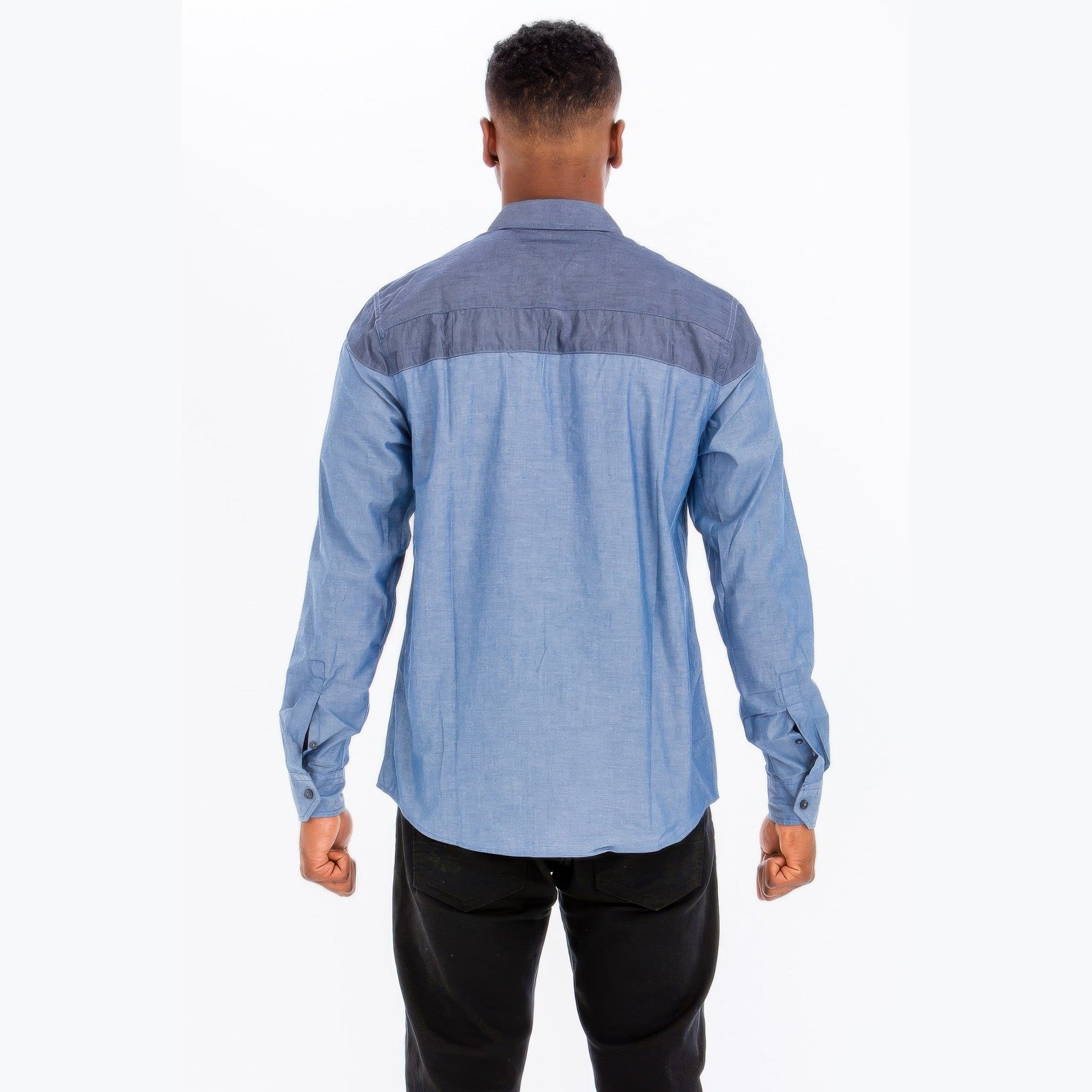 Men's two tone shirt by VacationGrabs featuring a stylish back design in soft fabrics