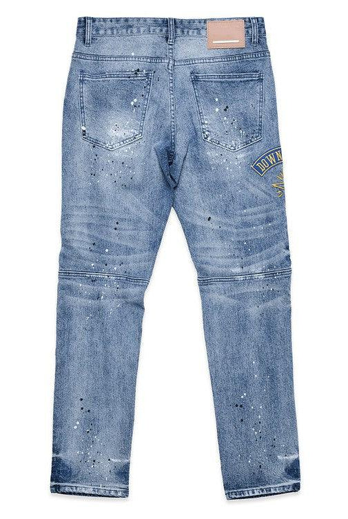 Men's Pants - Jeans Mens Varsity Patched Slim Denim