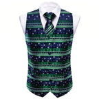 mens vest vest in blue and green with festive stripes for formal occasions