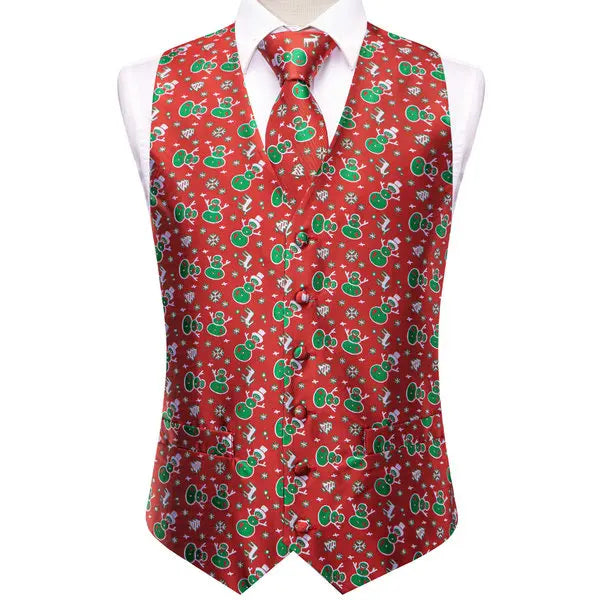 Mens vest vest in red with cherry pattern, perfect for festive occasions