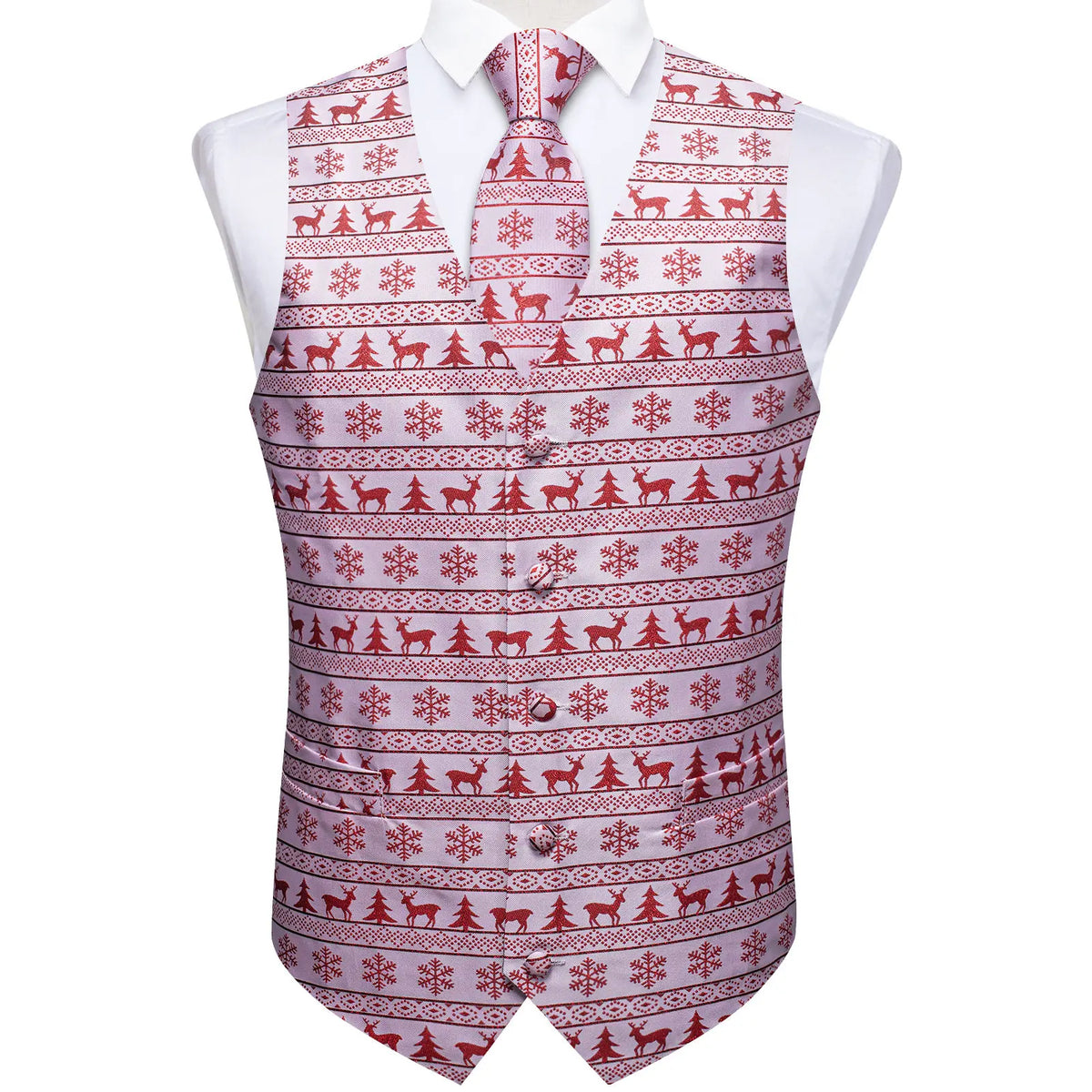 Men's red festive vest, lightweight fabric for holiday parties