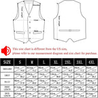 Men's vest vest size chart with measurements for accurate fit