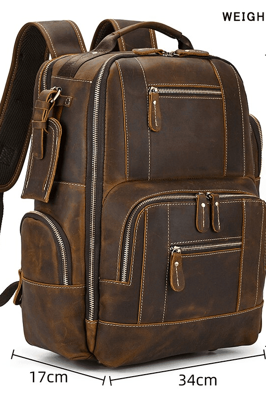 Luggage & Bags - Backpacks Mens Vintage Brown Travel Backpack Daypack Luxury Leather -...