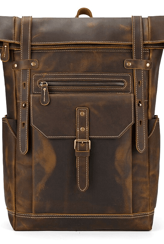 Luggage & Bags - Backpacks Mens Vintage Brown Travel Backpack Daypack Luxury Leather -...