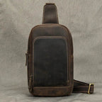 men's vintage chest bag, brown leather, ideal for everyday use