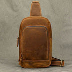Men's vintage chest bag in brown leather, perfect for daily use
