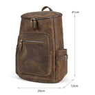 Mens vintage leather backpack in brown with multiple pockets and adjustable straps for everyday use