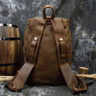 Mens vintage leather backpack with sturdy straps and a classic design for travel and everyday use