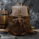 Mens vintage leather backpack by VacationGrabs with adjustable straps and stylish buckle closure