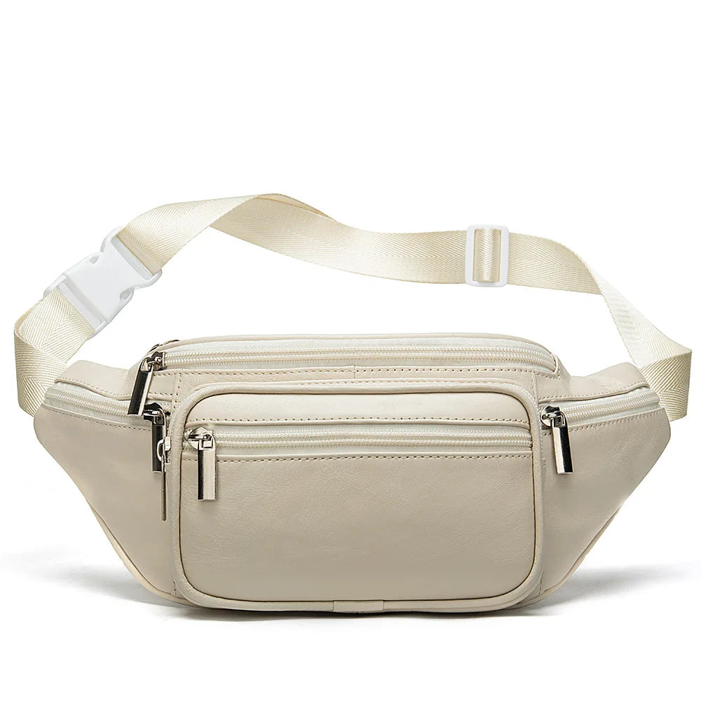 Men's waist bag in beige, sleek design for travel and convenience