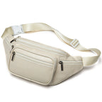 beige mens waist bag with adjustable strap for casual outings