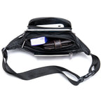 black mens waist bag, nylon material for travel convenience