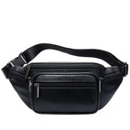 Men's black waist bag, durable material, perfect for travel