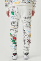 Men's Pants - Joggers Mens White All Over Graphic Jogger