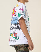 Men's Shirts - Tee's Mens White All Over Graphic Tee Shirt