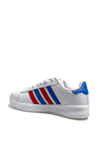 Men's White Leather Sneakers with Patriotic Stripe Details – detail view