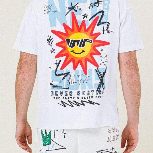 Men's Shirts - Tee's Mens White New Suns Graphic Tee Shirt