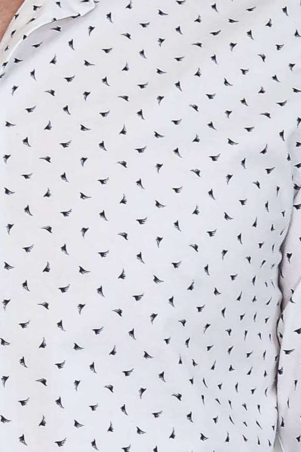 Men’s White Shirt with Minimal Black Pattern – full look view