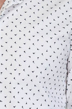 Men’s White Shirt with Minimal Black Pattern – full look view