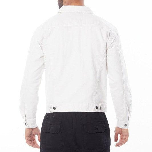Men's Jackets Mens White Waist Length Denim Jacket