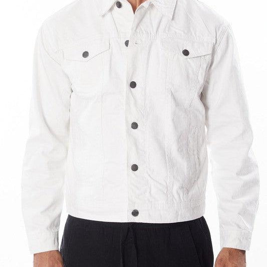 Men's Jackets Mens White Waist Length Denim Jacket