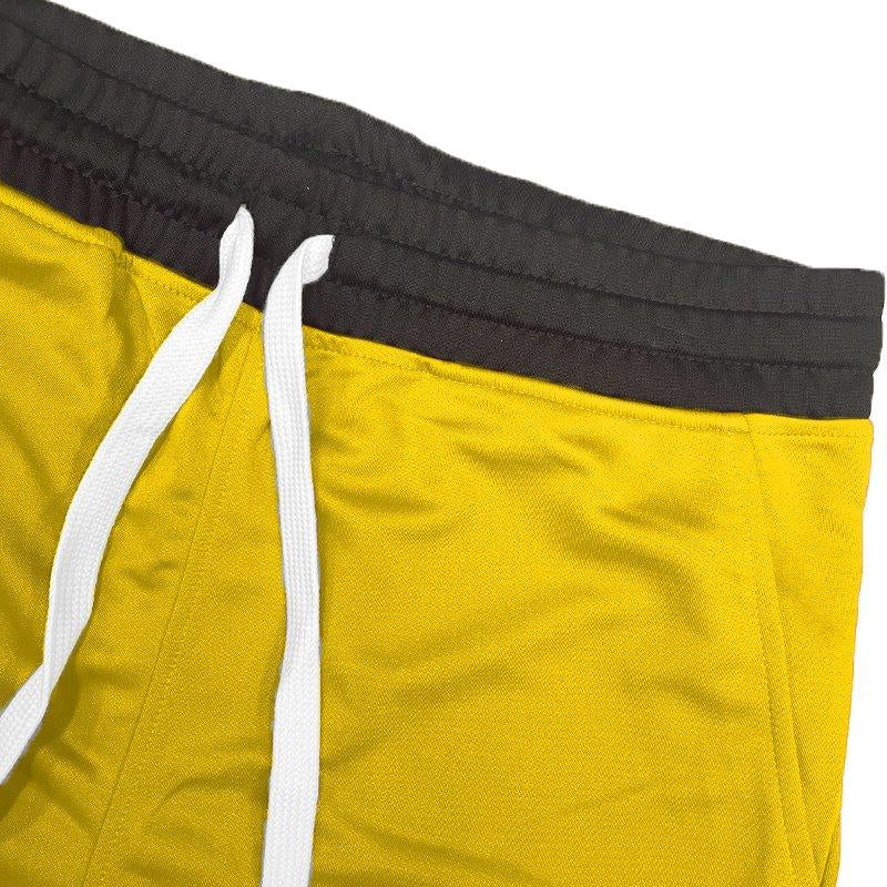 Men's Shorts Mens Yellow Black Chevron Trim Drawstring Shorts