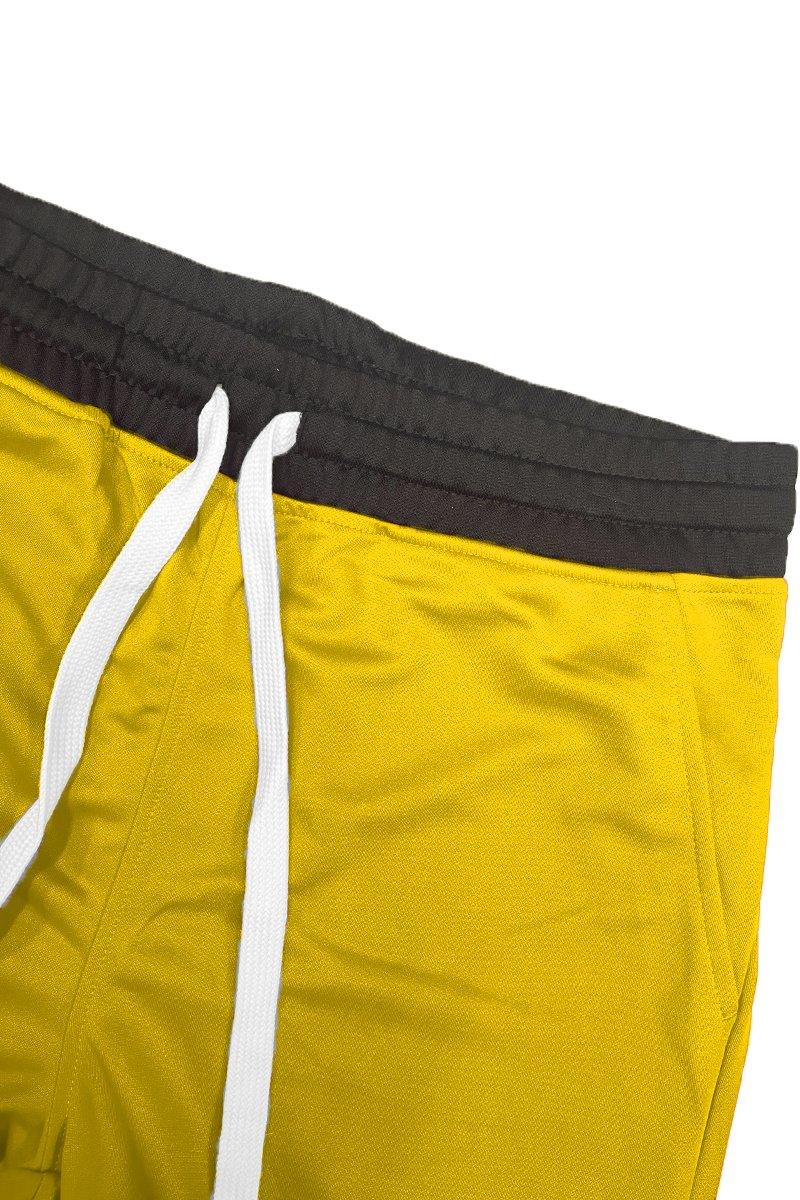 Men's Shorts Mens Yellow Black Chevron Trim Drawstring Shorts