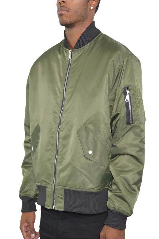 Mens Zipper Sleeve Solid Padded Bomber Jackets - VacationGrabs